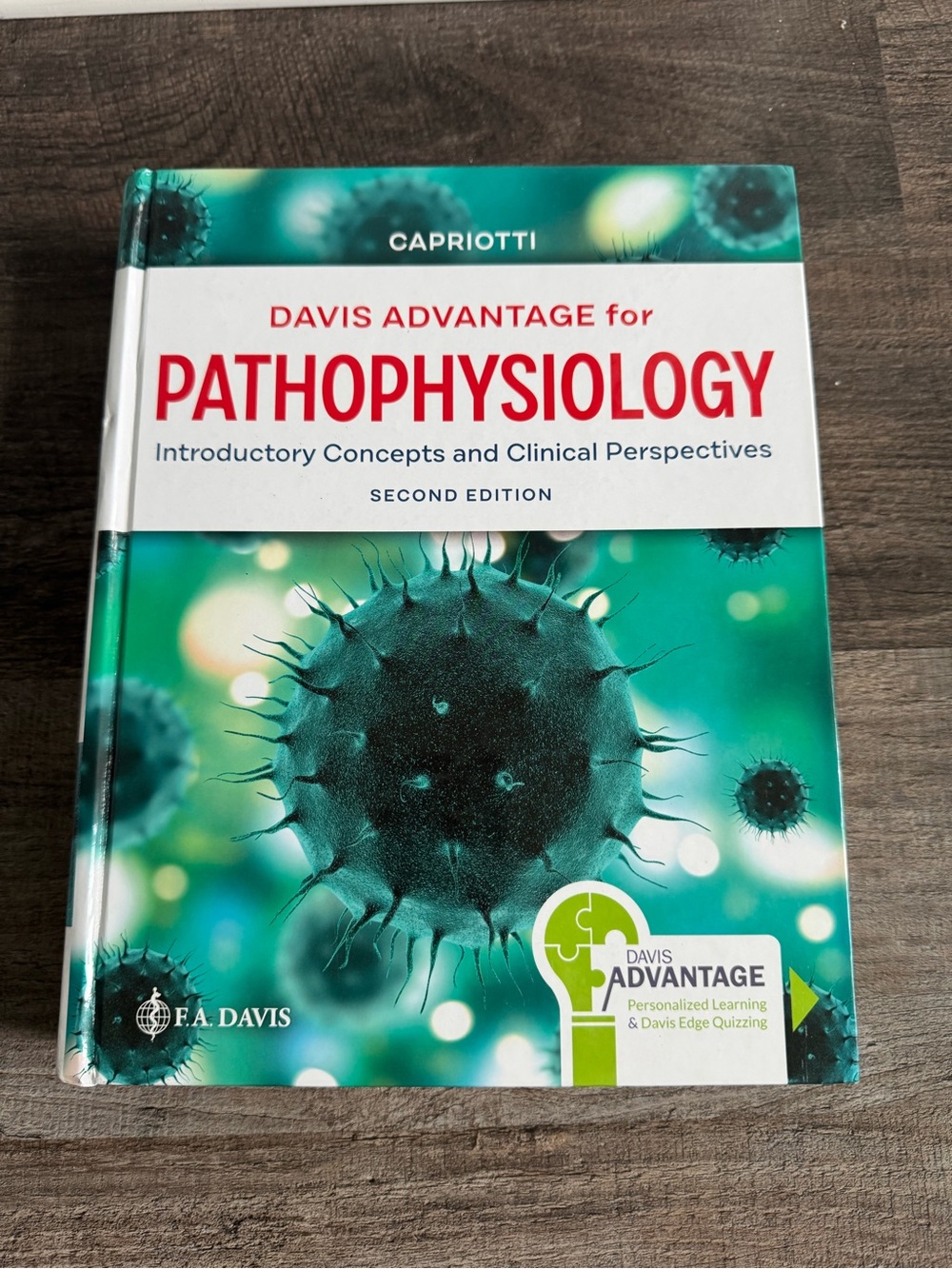 Davis Advantage for Pathophysiology Textbook - Teal & White Cover